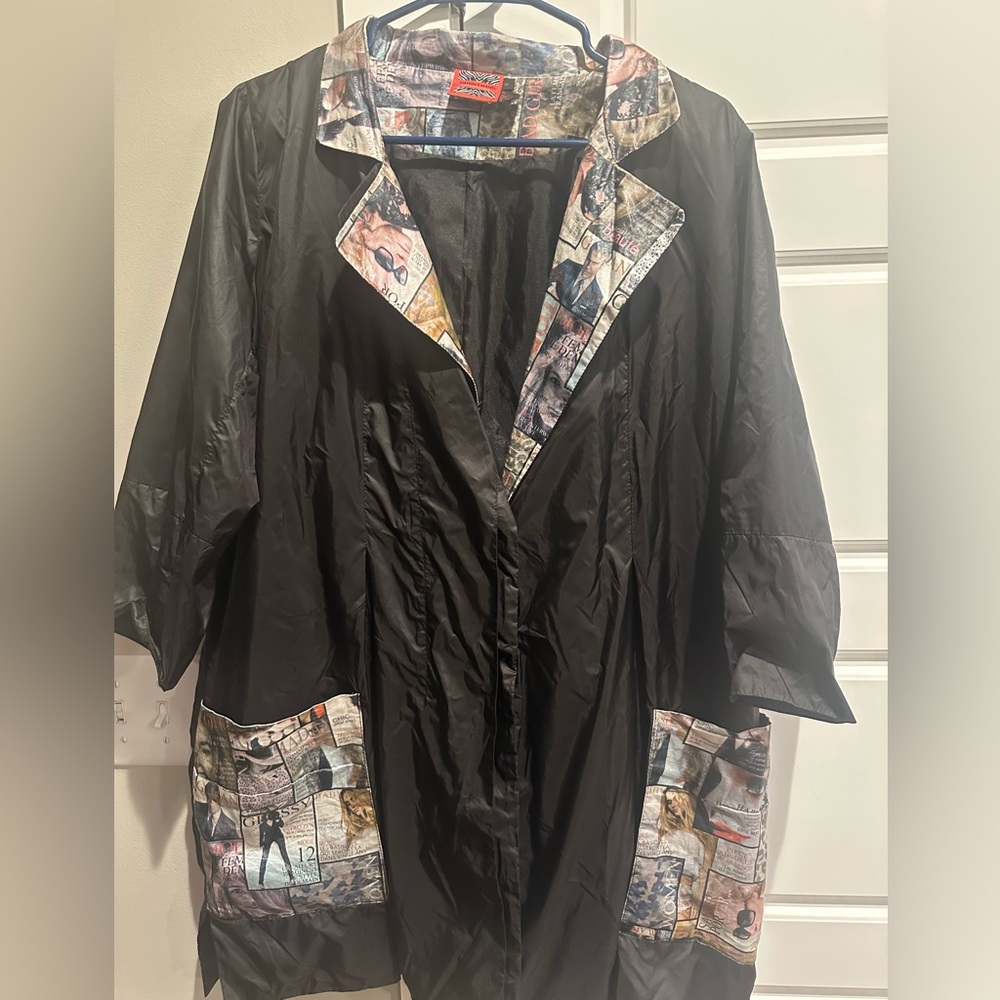 Simon Chang The Collection Black Graphic Women's Jacket-Size 6